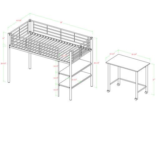 Isabelle & Max™ Nanafalia Platforms Loft Bed with Shelves by Isabelle